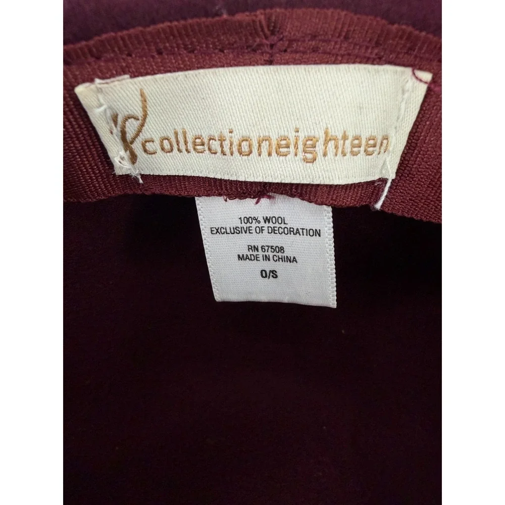 Collections Eighteen Floppy Hat Womens One Size Burgundy 100% Wool Festival Boho